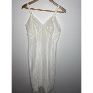 SEAMPRUFE Vintage Cream Full Slip Womens 36 Coquette Lace Boudoir Volup Lingerie